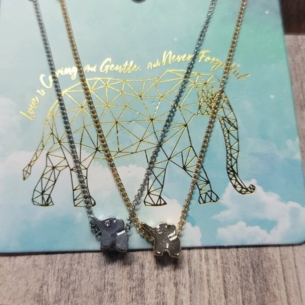 Friendship necklaces Baby Elephants Silver Gold 8in lengths